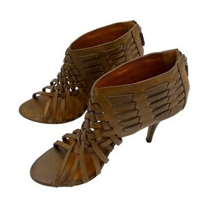 GIVENCHY Leather Braided Cage Ankle Boot Brown 40